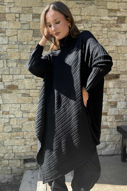 Skarsgard Asymmetric Knit Tunic Black /24=